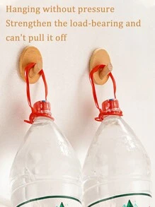 3pcs/set Self Adhesive Wooden Wall Hooks, Creative Home Decor Hangers - Apricot - View 3