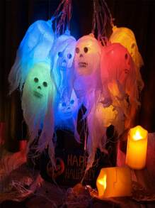 2.5m/10-head Halloween Skull Led String Light For Atmosphere/decoration, Battery Operated - Multicolor - View 1