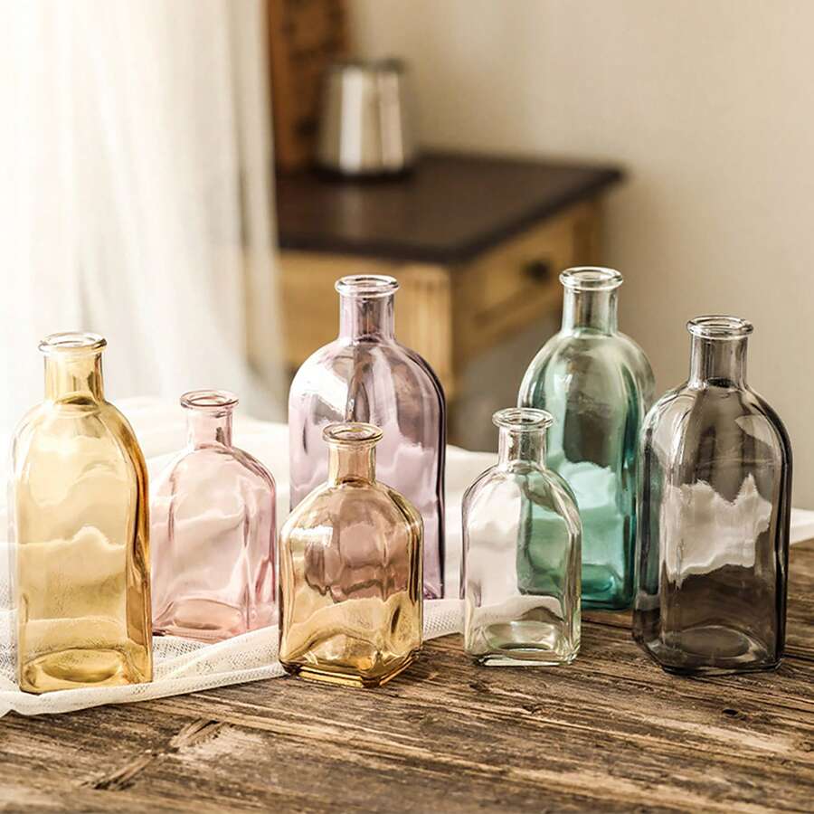 One Piece Small Colorful Vases For Flowers Glass Vases Make An Excellent Gift For A Variety Of Occasions, Such As Weddings, Anniversaries, Mother's Day, Or Housewarming Parties. They Come In Various Designs And Colors, Making It Easy To Find The Perfect Vase To Suit The Recipient's Tastes. Home Decor Room Decor Flower Vase - Multicolor - View 1