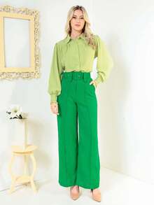 Women Pants - 綠色 - 查看 6