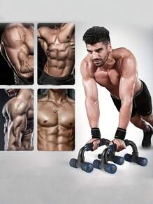 1 par Esponja push up bars para casa gimnasia pecho músculo entrenamiento , forma de H & tipo - Azul - Ver 3