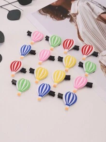 15个/套卡通热气球造型发夹，可爱PVC发饰，适合青少年DIY装饰或日常佩戴 - 彩色 - 查看 3