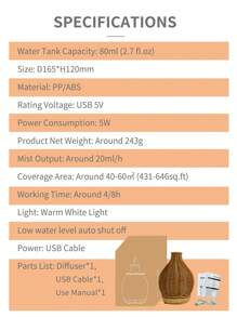 ellestfun 1pc USB 5V 80ml PP Simulation Rattan Weaving Process Ultrasonic Aromatherapy Humidifier, Suitable For Small Room Aromatherapy Humidification