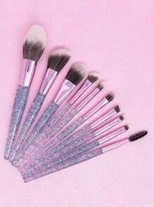 10pcs Transparent Crystal Liquid Foundation Makeup Brush Set For Eye Shadow, Blush, Powder And Other Cosmetics,Brush Set,Makeup Brush Kit,Make Up Brush Set,Make Up Set Complete,Makeup Brush Set,Complete Makeup Kit,Brush Kit,Brushes Makeup Set,Makeup Gift Set - Green - View 2