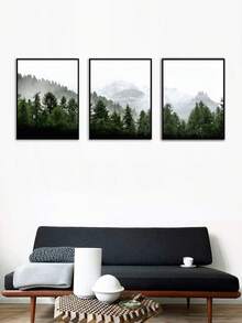 3pcs 30x40cm Modern Style Landscape Decoration Painting, Suitable For Living Room, Bedroom, Office, Cafe Decoration, Without Frame - Multicolor - View 6