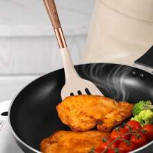 件烹飪矽膠廚具套裝，耐熱不沾鍋具、開槽湯匙、長柄湯匙、撇渣器、刷子和抹刀，可選顏色，可用洗碗機清洗