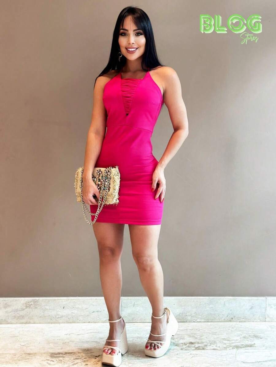 Women Dresses - 紅木色 - 查看 1