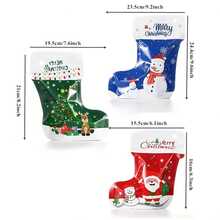 3入組聖誕襪型自立袋,靴型自立塑料袋,自黏禮品包裝袋,適用於聖誕節禮品包裝