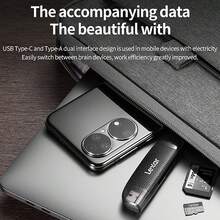 Lexar 2-In-1 Card Reader USB3.2 Type-C Dual Interface TF/SD Memory Card Dual-Use Card Reader For Mobile Phones And Computers - Black - View 4