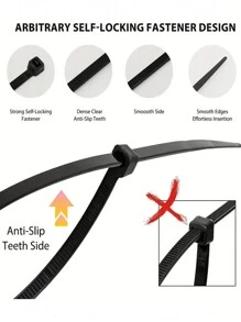 100pcs Cable Zip Ties, Heavy Duty Nylon Tie Wraps For Indoor And Outdoor Use, Self-locking Black Wire Ties For Cable Management