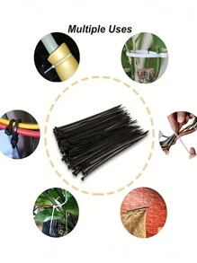 100pcs Cable Zip Ties, Heavy Duty Nylon Tie Wraps For Indoor And Outdoor Use, Self-locking Black Wire Ties For Cable Management