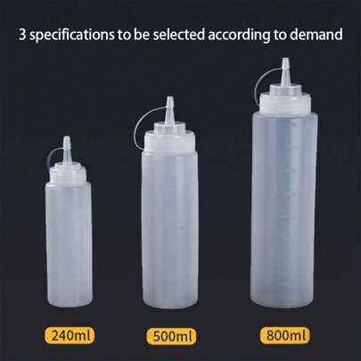 1 件擠壓瓶,帶刻度、蓋子和尖端,有多種尺寸可供選擇,適用於沙拉醬、番茄醬、醬汁等。