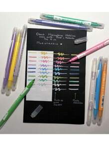10 Plumones metálicos de doble punta: pincel y redonda Chosch - Multicolor - Ver 4