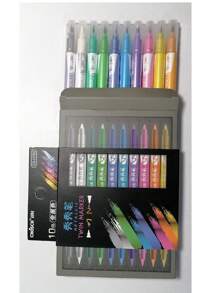10 Plumones metálicos de doble punta: pincel y redonda Chosch - Multicolor - Ver 3
