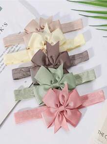 5pcs Girls' Bowknot Hair Ties Suitable For Daily Use - Pink - View 1