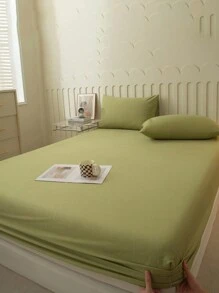 Bộ ga trải giường bằng vải lông thân thiện với da màu xanh bạc hà bao gồm ga trải giường vừa vặn, ga trải giường vừa vặn và vỏ gối - Màu xanh Bạc hà - Xem 6