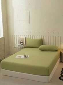 Bộ ga trải giường bằng vải lông thân thiện với da màu xanh bạc hà bao gồm ga trải giường vừa vặn, ga trải giường vừa vặn và vỏ gối - Màu xanh Bạc hà - Xem 4