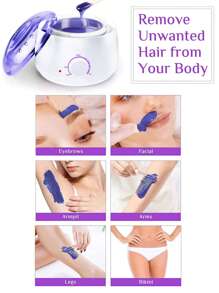 1 Set Calentador de cera Epilator, Adecuado para manos, pies y Body SPA, Incluye olla de cera + frijoles de cera + palitos de madera (color aleatorio de frijoles de cera) - Negro - Ver 6