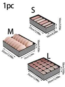 Plaid Clothes Storage Box With Separated Sections For Underwear And Socks - Black - View 6