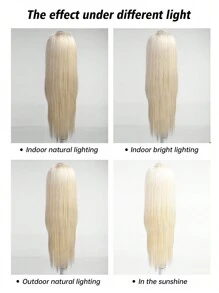 HAIRCUBE 13x4*1 Blond Lace Wig White Gold And Black Lace Wigs, Long Straight Synthetic Lace Wigs For Party Daily Use Flash - Gold - View 8