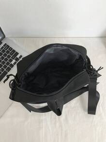 Nhiều túi Khóa Túi Messenger Với Vật rủ xuống ( DIY Ngẫu nhiên Huy hiệu Màu sắc Ngẫu nhiên ) Màu thuần Giải trí Túi đeo vai , Có thể điều chỉnh Dây đeo vai Dây kéo Túi Satchel , Thiết kế đơn giản tranh sơn dầu Túi Messenger Ni lông chống thấm nước Túi đeo vai , Của phụ nữ Hoạt hình Huy hiệu Đồ trang trí Học sinh Messenger    Dây kéo Ví Nylon Túi Messenger , Học sinh Đập nhẹ Túi Messenger - màu đen - Xem 5