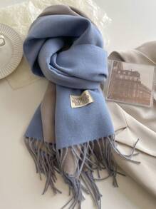 1 Pc Women Winter Scarf Beige Imitate Cashmere Shawls And Wraps Thick Warm Lady's Fashion Double-Side Blanket Outdoor Stoles With Tassels Muffler - Baby Blue - View 1