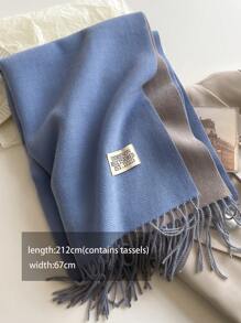 1 Pc Women Winter Scarf Beige Imitate Cashmere Shawls And Wraps Thick Warm Lady's Fashion Double-Side Blanket Outdoor Stoles With Tassels Muffler - Baby Blue - View 2