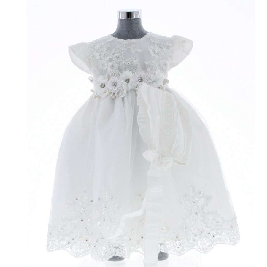 Vestido Bautizo Niña Tipo Bata 3259 1 A 4 Años - Blanco - Ver 1