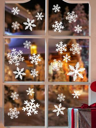 1/3/5/10pcs/Set Christmas Snowflake Static Cling Window Stickers, Home Decor, Mall Glass Display Window Decoration