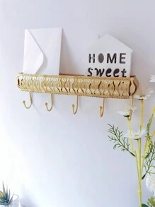 1 Miếng Retro Vàng Kim loại Giá treo tường Cái móc Giá đỡ Với 5 Móc - Vàng - Xem 4