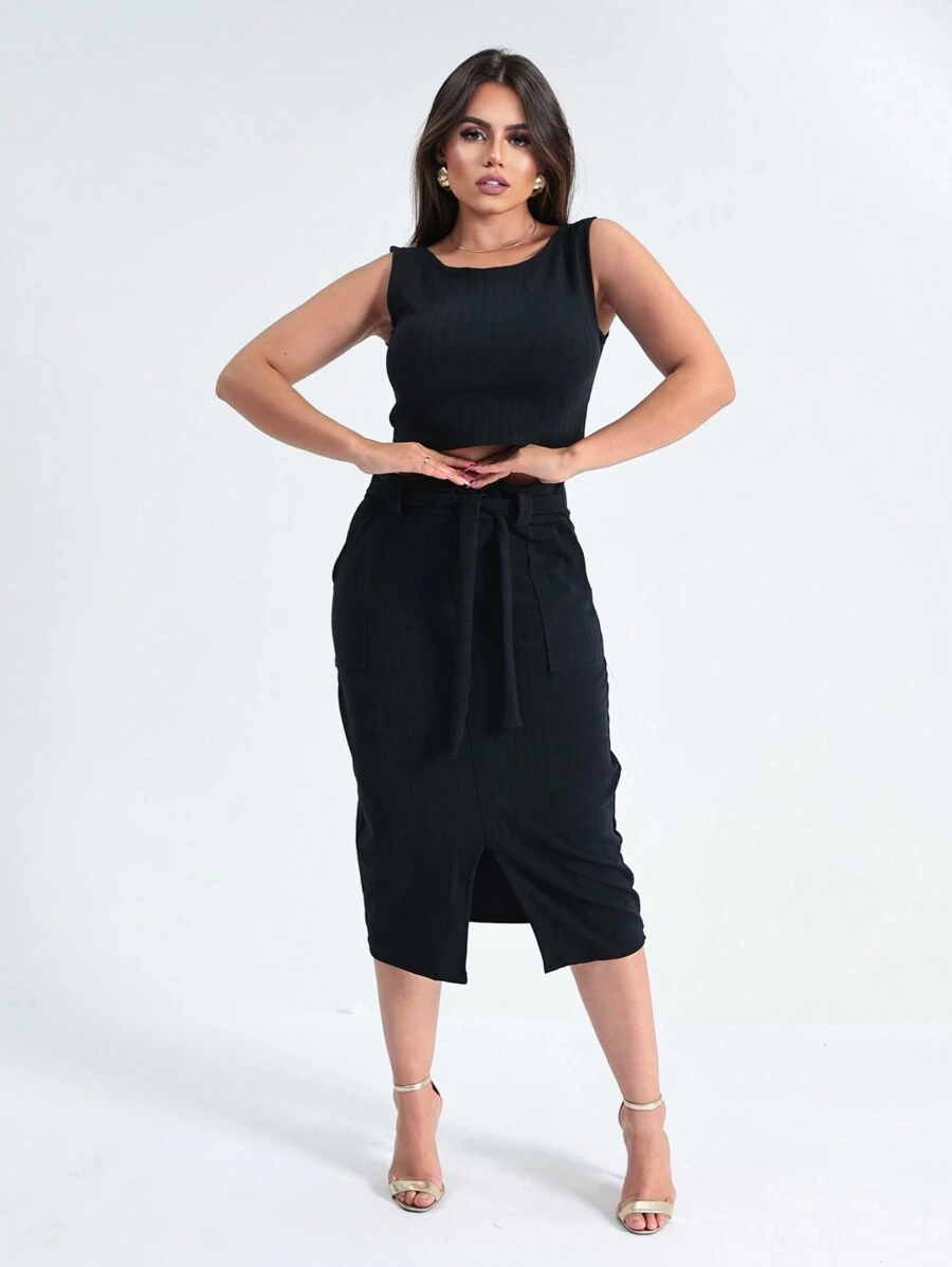 Women Two-piece Outfits - Negro - Ver 1