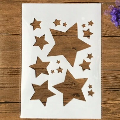 1pc A4 Size White Plastic Five-Pointed Star Drawing Template Back To School,Back To School,School Supplies