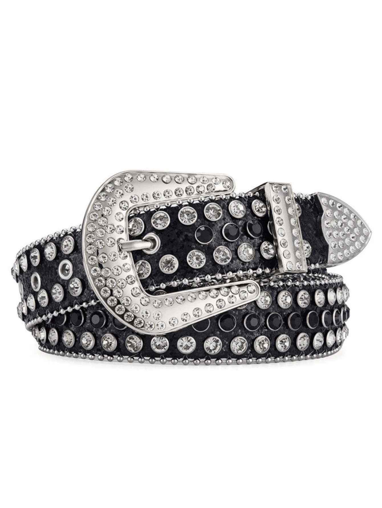 1pc Black-Silver Punk Style S Belt With Rivets & Rhinestones, Suitable For Party Halloween Summer, School Casual, Business, Boyfriend Husband Father Dad Men Gift, Daily Wear, Fashion, Teen, Outdoor, Vacation, Athletic, Travel, Street, Boho, Vintage Fall, Autumn, Halloween Autumn-Winter Accessories,Suitable For Teens, Youth,Men,Casual, Outdoor, Athletic, Vacation, Graduation Gifts, Birthday, Daily Wear