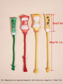 1pc Random Color Salad Dressing Shaped Rope Knot Toy, Pet Bite Toy For Boredom Relief And Teeth Grinding Training, Suitable For Small Dogs - Multicolor - View 3