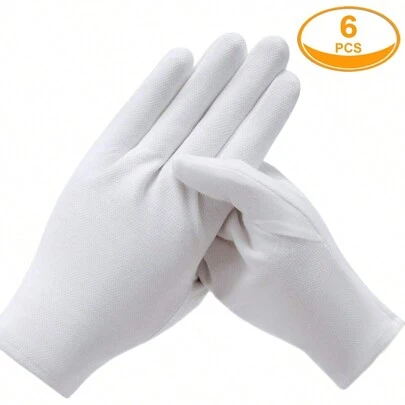 3 Pairs White Polyester Gloves, Elastic, Suitable For Men And Women - For Work/ceremonies/parties/service/inspection
