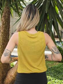 Women Tank Tops & Camis - 黃色 - 查看 5