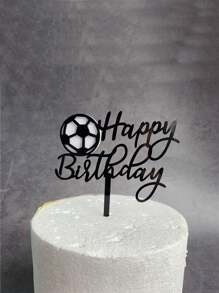 1 件足球亚克力生日快乐蛋糕装饰，圣诞节 - 黑與白 - 查看 1