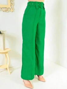 Women Pants - 綠色 - 查看 5