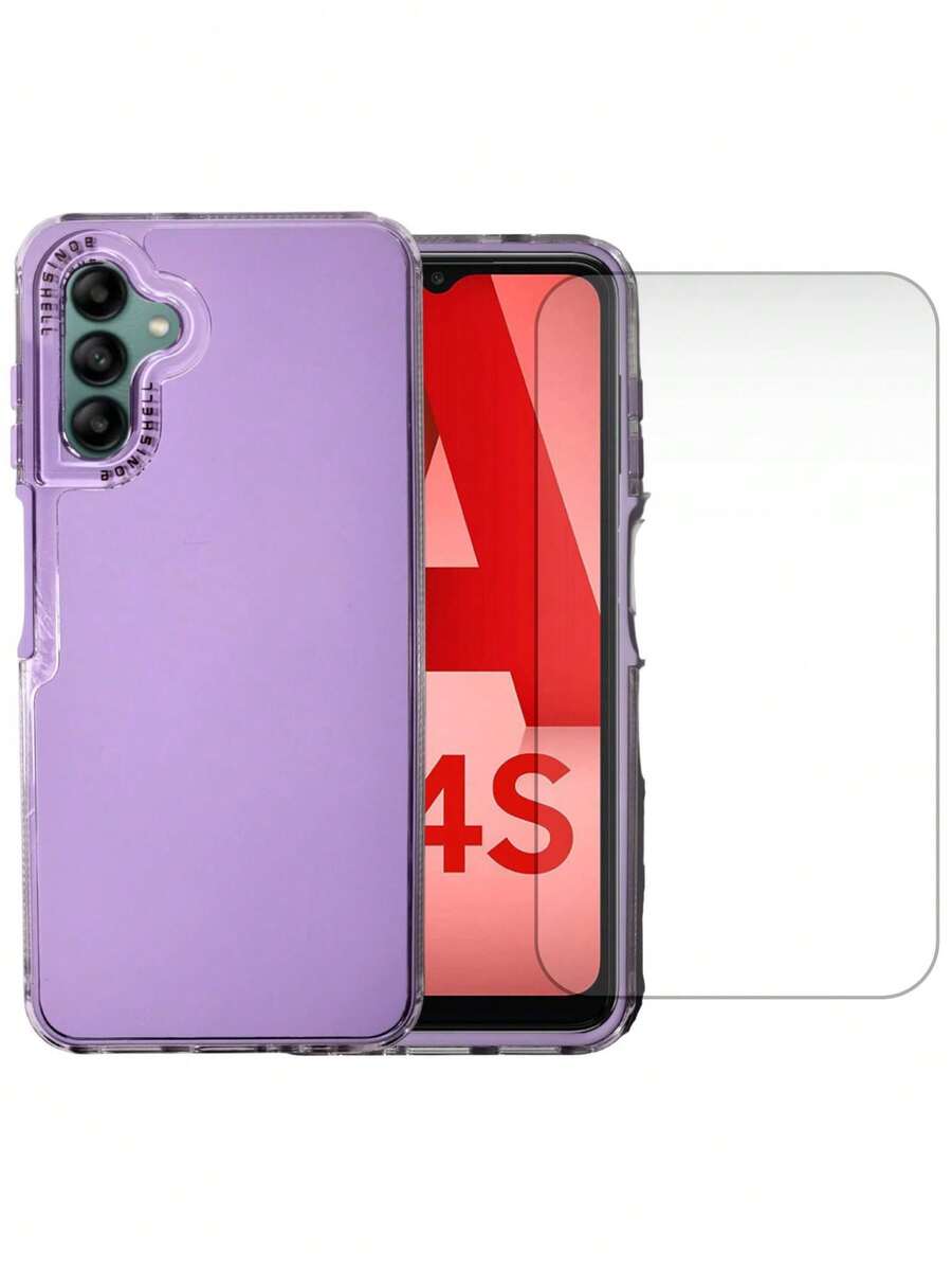 Rainbow Paint Heavy Duty Double Layer Case For Galaxy A04 / A04s + Hydrogel Mica - 紫丁香色 - 查看 1