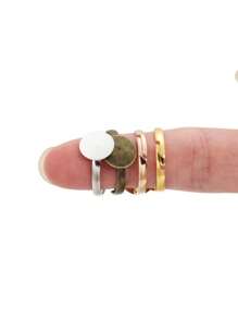 10pcs Diy Jewelry Accessories Soldering Ring Setting, Adjustable And Solid Base Compatible - Silver - View 4