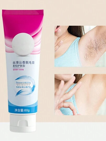 1 件装 60 克脱毛膏，脱毛摩丝，适用于腋下、手部、腿部毛发，适合男性和女性，家庭使用