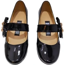 Zapato Escolar de Piso en recubierto Negro: Cómodo, Suave y Elegante para Mujer/Dama, Listo para el Éxito Escolar Zapatos de mujer - Negro - Ver 3