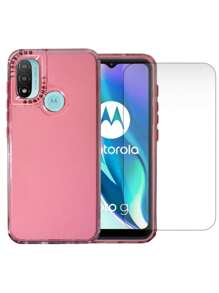 Funda Rainbow Paint Uso Rudo Doble Capa Para Moto E20 / E30 / E40 + Mica Hidrogel - Rosa - Ver 1