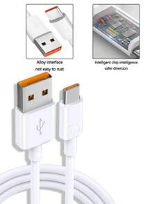 7a Super Fast Charging Type-c Data Cable, Compatible With Smartphones & Tablets - White - View 2