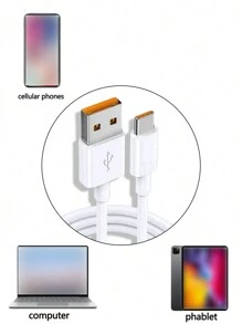 7a Super Fast Charging Type-c Data Cable, Compatible With Smartphones & Tablets - White - View 8
