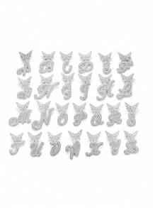 1pc Hip Hop Rhinestone Italian Cursive Letters 26 Optional Butterfly Pendant Men's Necklace Couples With The Same Style Street Hipster Full Rhinestone Chain Link - Silver - View 6