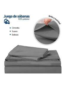 Juego de sábanas King Bluelander, 4 piezas - Gris - Ver 2