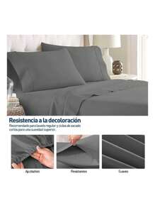 Juego de sábanas King Bluelander, 4 piezas - Gris - Ver 3