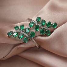 1pc Luxurious leaf  Fashion Women's Rings Anniversary Unisex Jewelry Wedding Rings - Green - View 4