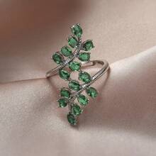 1pc Luxurious leaf  Fashion Women's Rings Anniversary Unisex Jewelry Wedding Rings - Green - View 2
